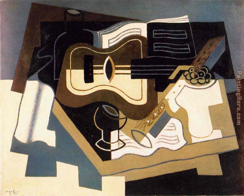 Guitar with Clarinet painting - Juan Gris Guitar with Clarinet art painting